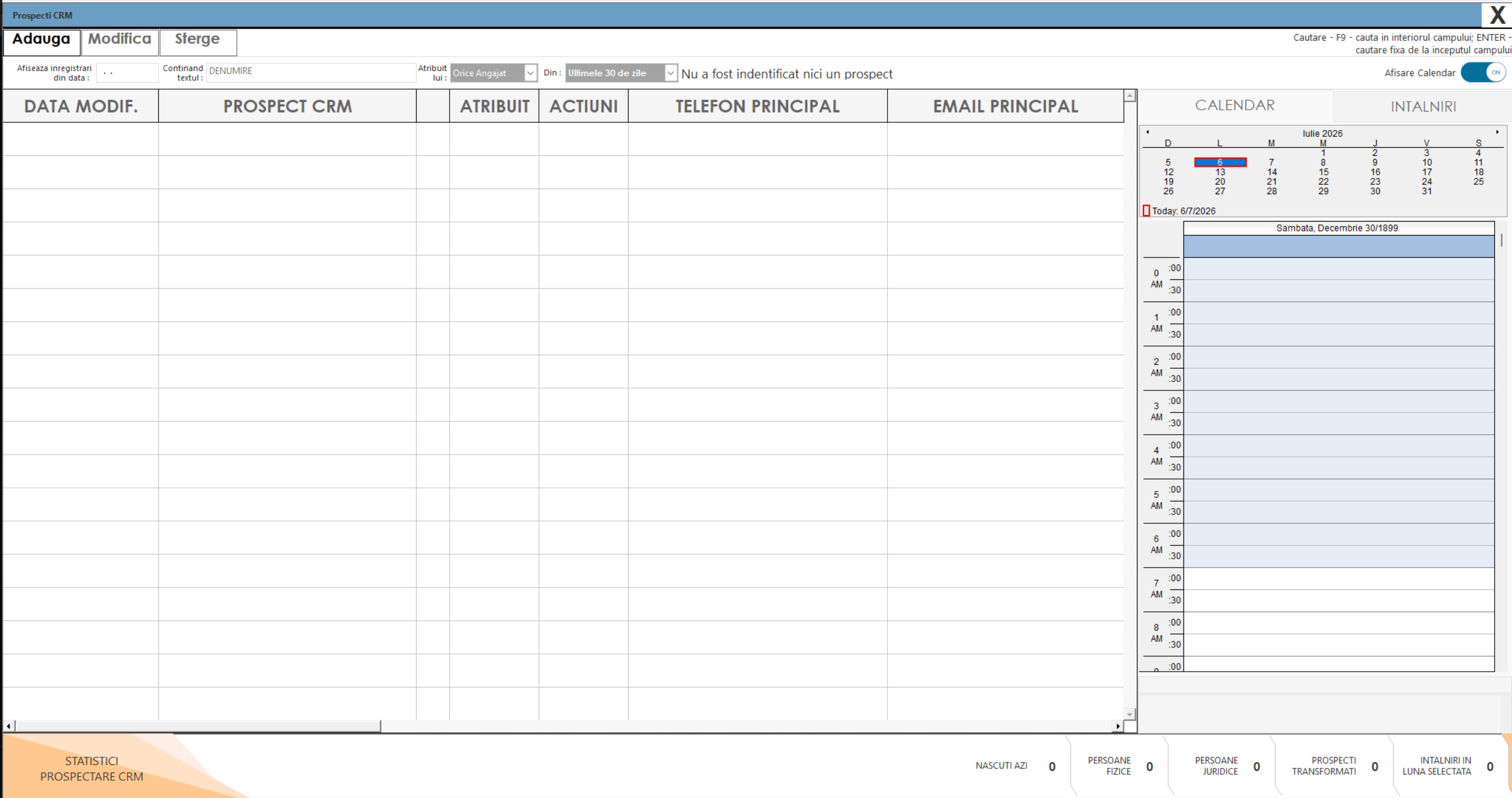 Gestionare contacte CRM